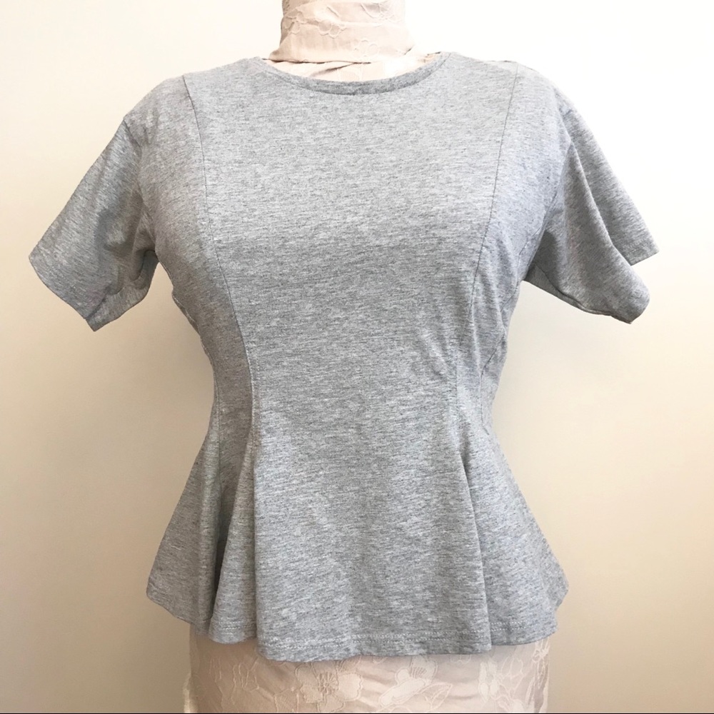Topshop Gray Peplum Short Sleeve T-Shirt Top